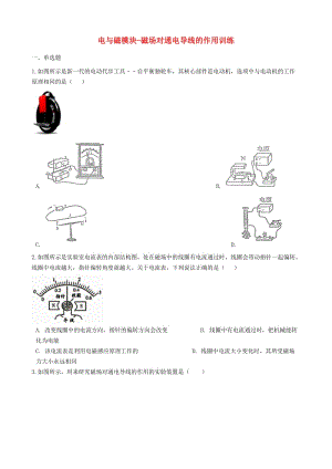 2018-2019學年中考物理 電與磁模塊 磁場對通電導線的作用訓練（含解析） 滬科版.doc