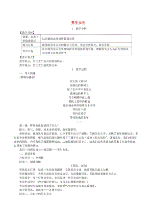 2019年春七年級道德與法治下冊 第一單元 青春時光 第二課 青春的心弦 第1框 男生女生教案 新人教版.doc