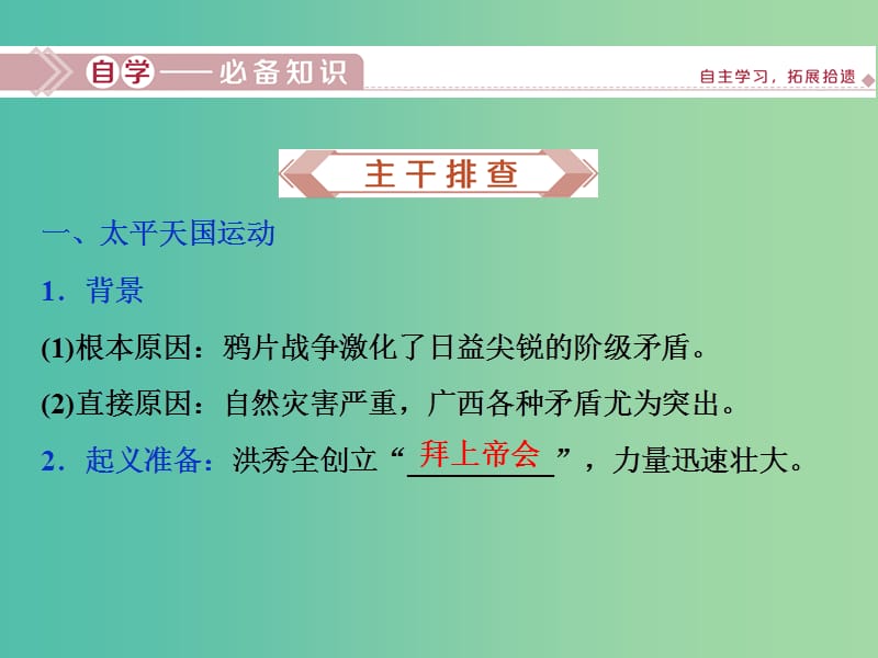 2020版高考历史新探究大一轮复习 第三单元 2 第11讲 太平天国运动、辛亥革命和五四运动（含2019届新题）岳麓版.ppt_第2页