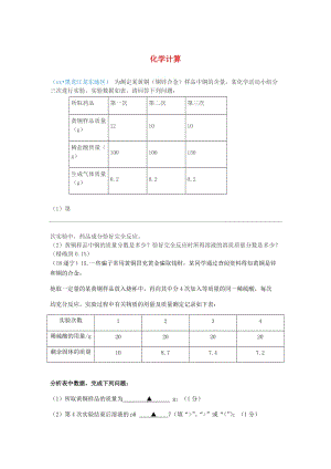 中考化學(xué)真題分類匯編 1 物質(zhì)的構(gòu)成和變化 考點(diǎn)7 化學(xué)計(jì)算 4表格.doc