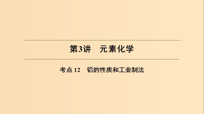 （浙江選考）2020版高考化學(xué)大一輪復(fù)習(xí) 第3講 元素化學(xué) 考點12 鋁的性質(zhì)和工業(yè)制法習(xí)題課件.ppt_第1頁