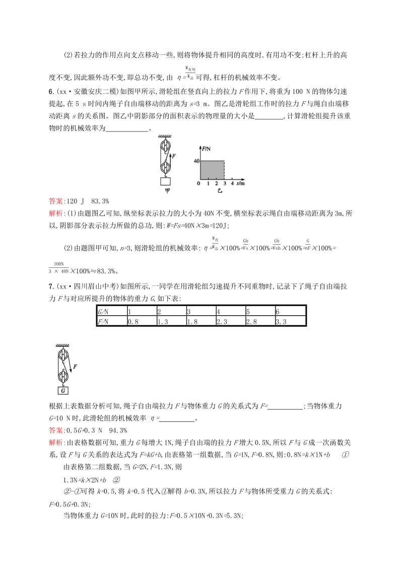 课标通用安徽省2019年中考物理总复习素养全练13机械效率试题.doc_第3页