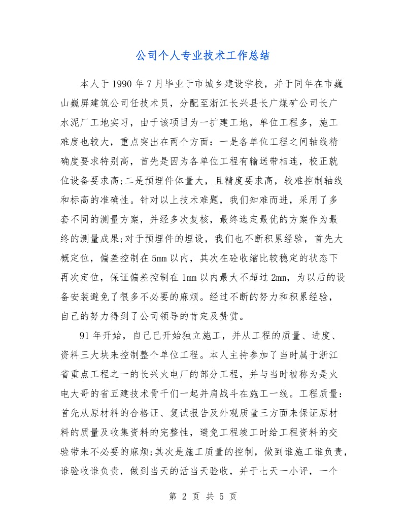 公司个人专业技术工作总结.doc_第2页