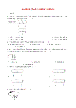 2018-2019學年中考物理 電與磁模塊 通電導線和螺線管的磁場訓練（含解析） 滬科版.doc