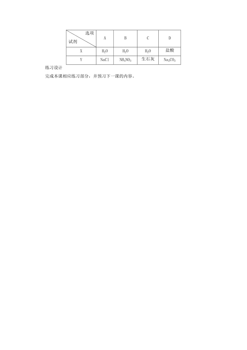 2019届九年级化学下册 第七章 溶液 7.1 溶解与乳化 第2课时 乳化 溶解伴随的热现象教案 （新版）粤教版.doc_第3页