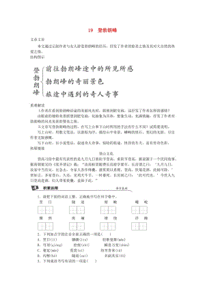 2019春八年級(jí)語(yǔ)文下冊(cè) 第五單元 19 登勃朗峰同步試題 新人教版.doc