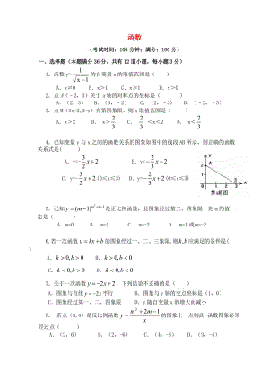 2019屆中考數(shù)學(xué)總復(fù)習(xí) 單元測試卷三《函數(shù)》.doc