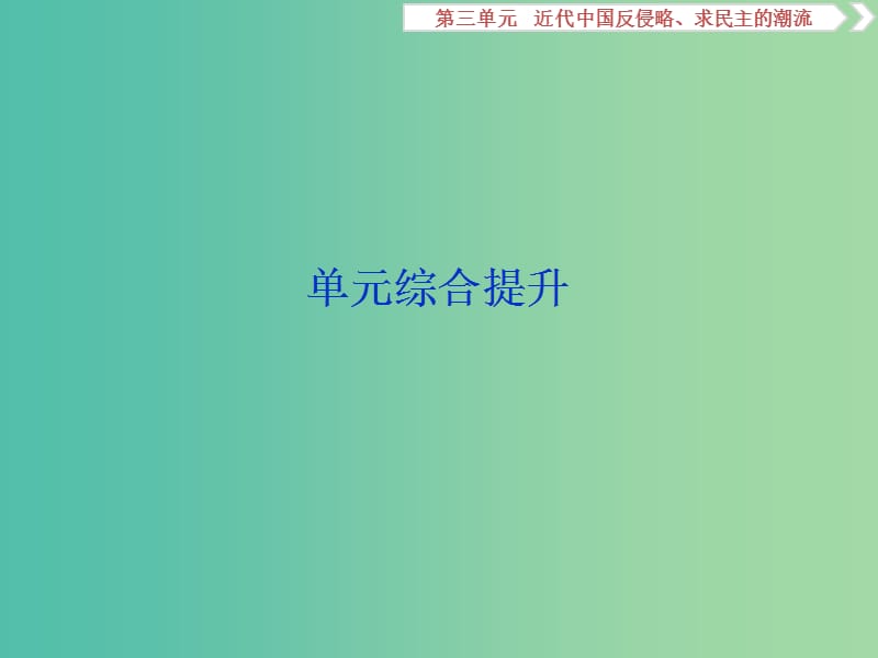 2020版高考歷史新探究大一輪復(fù)習(xí) 第三單元 近代中國反侵略、求民主的潮流 單元綜合提升課件（含2019屆新題）新人教版.ppt_第1頁