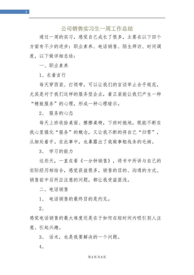 公司销售实习生一周工作总结.doc_第2页