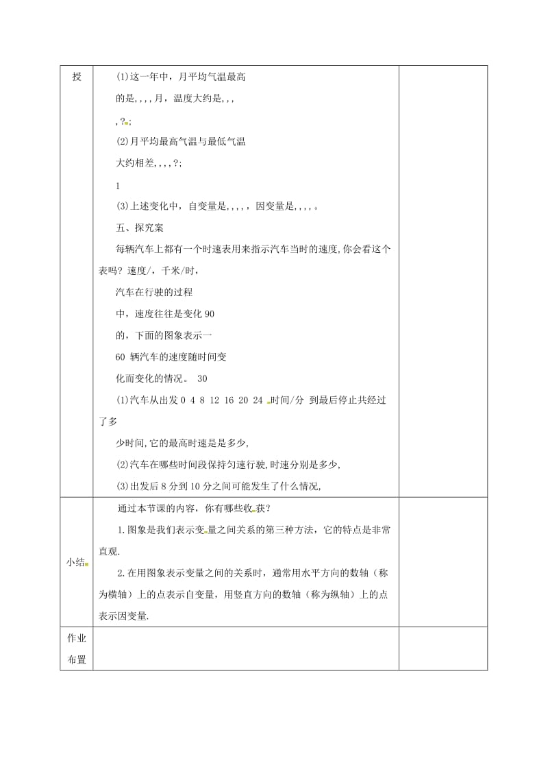 七年级数学下册 第三章 变量之间的关系 3.3.2 用图象表示变量间的关系教案 北师大版.doc_第2页