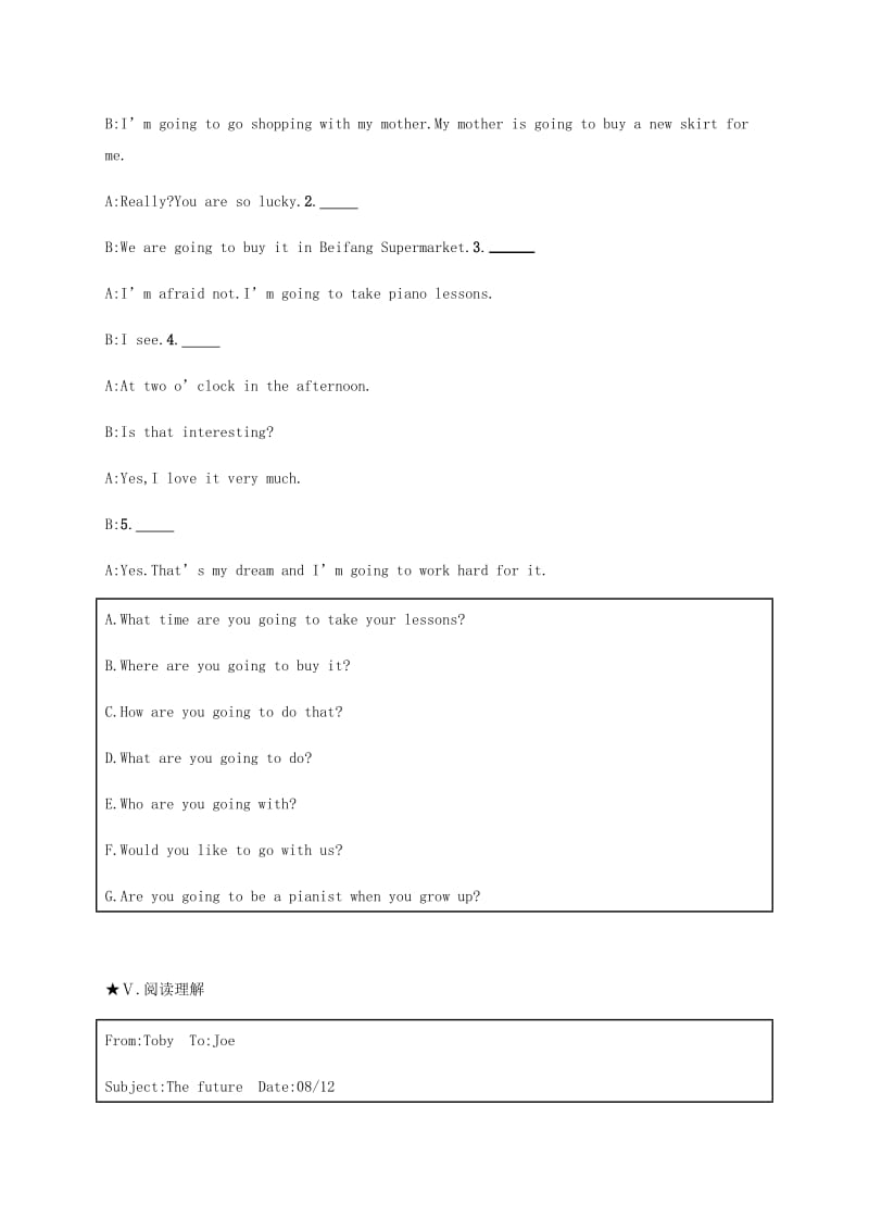 八年级英语上册 Unit 6 I’m going to study computer science Self Check课时检测 （新版）人教新目标版.doc_第3页