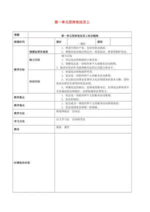 2019年中考道德與法治一輪復(fù)習(xí) 八下 第一單元 堅(jiān)持憲法至上教案 新人教版.doc