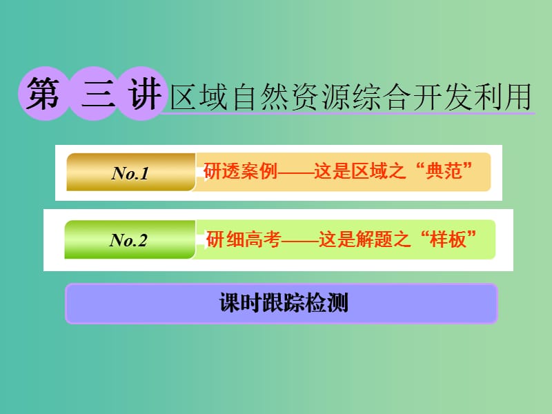 2019版高考地理一轮复习 第三部分 第二章 区域可持续发展——析其因、究其理、想其法 第三讲 区域自然资源综合开发利用课件.ppt_第1页