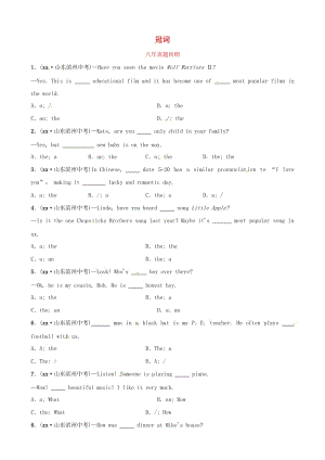 山東省濱州市2019年中考英語(yǔ)語(yǔ)法專項(xiàng)復(fù)習(xí) 語(yǔ)法一 冠詞八年真題回顧.doc