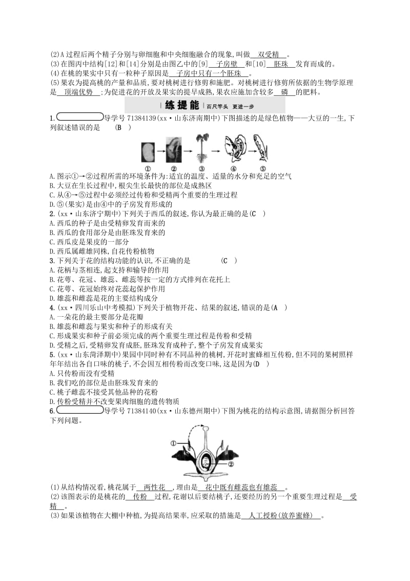 七年级生物上册 6.3 生殖器官的生长练习 （新版）北师大版.doc_第2页