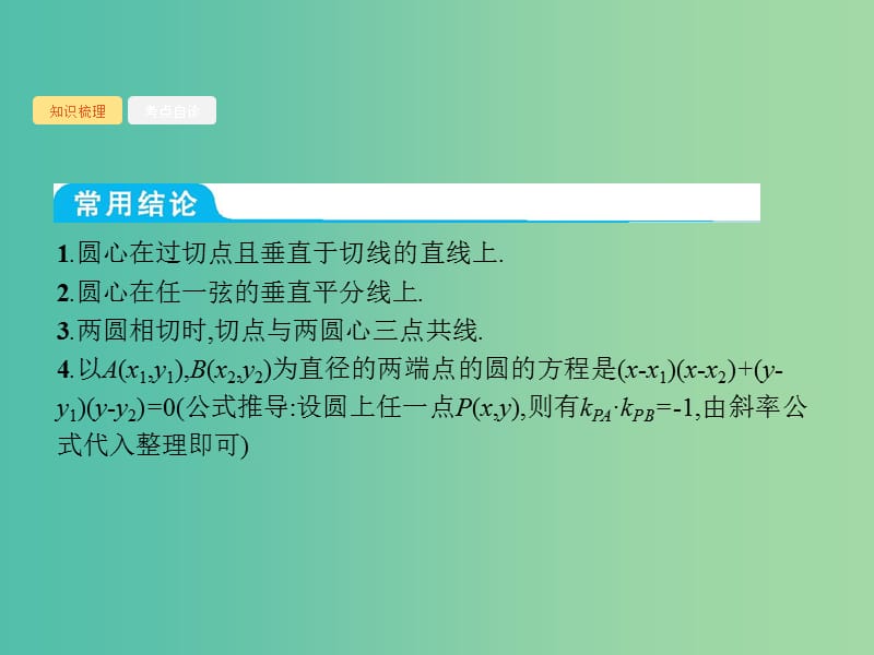 2020版高考数学一轮复习 第九章 解析几何 9.3 圆的方程课件 文 北师大版.ppt_第3页