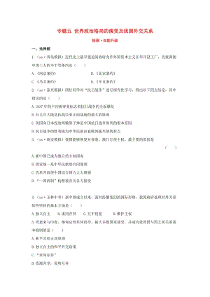 2019年中考歷史復習 專題五 世界政治格局的演變及我國外交關(guān)系檢測試題（含解析）.doc