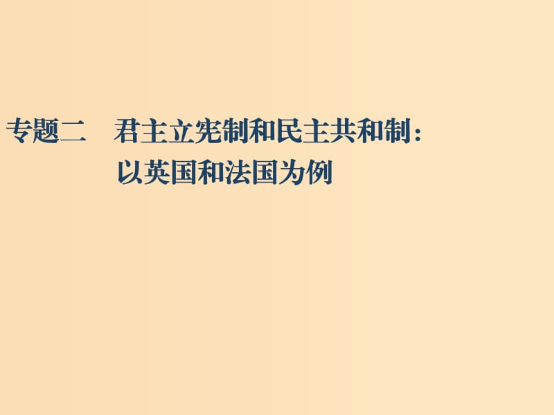 （江蘇專版）2020版高考政治一輪復習 國家和國際組織常識 專題二 君主立憲制和民主共和制：以英國和法國為例課件 新人教版選修3.ppt_第1頁