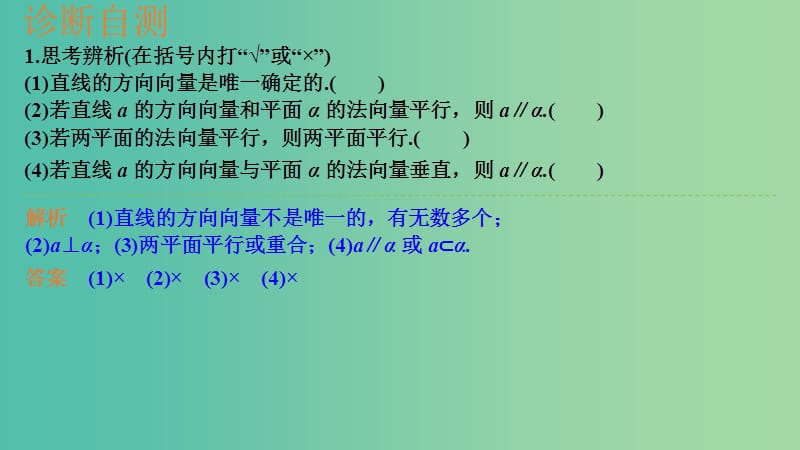 2020版高考数学一轮总复习 第八章 立体几何 第7节 立体几何中的向量方法（第2课时）证明平行与垂直课件.ppt_第2页