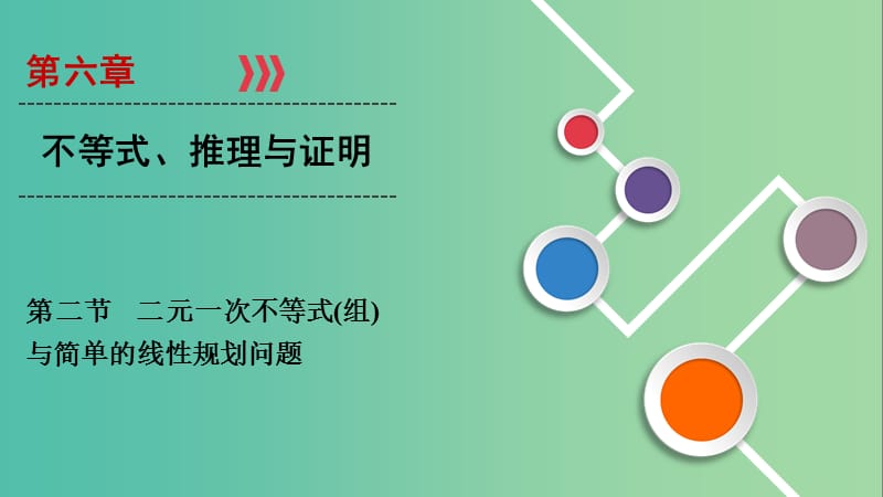 2020高考數(shù)學(xué)大一輪復(fù)習(xí) 第六章 不等式、推理與證明 第2節(jié) 二元一次不等式(組)與簡(jiǎn)單的線性規(guī)劃問(wèn)題課件 文 新人教A版.ppt_第1頁(yè)