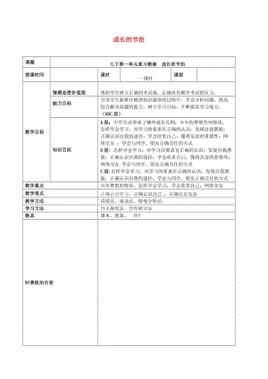 2019年中考道德與法治一輪復(fù)習 七上 第一單元 成長的節(jié)拍教案 新人教版.doc