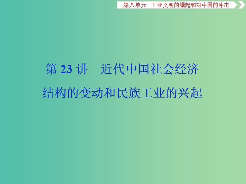 2020版高考歷史新探究大一輪復習 第八單元 3 第23講 近代中國社會經(jīng)濟結(jié)構(gòu)的變動和民族工業(yè)的興起課件（含2019屆新題）岳麓版.ppt_第1頁