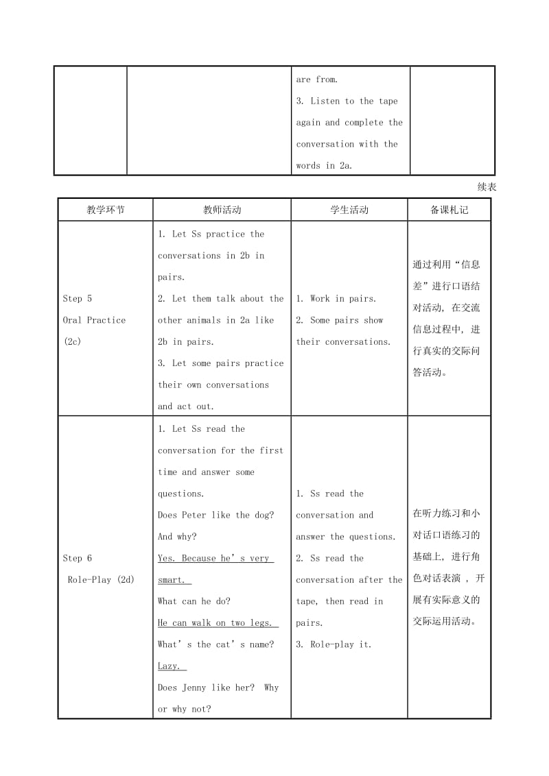 2019版七年级英语下册 Unit 5 Why do you like pandas教案 （新版）人教新目标版.doc_第3页