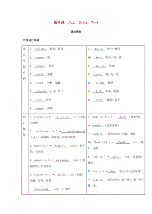 2019屆中考英語復(fù)習(xí) 第一篇 語言基礎(chǔ)知識 第8課 八上 Units 7-8基礎(chǔ)知識.doc