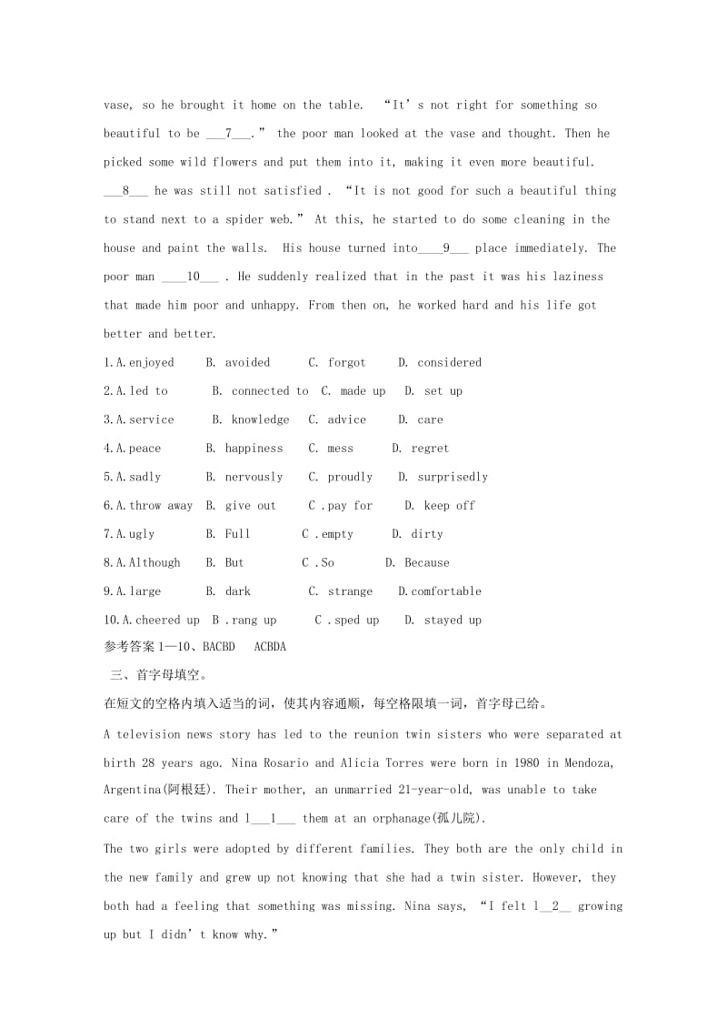 2019中考英语 重点单词回扣+阅读 九全 Unit 3-4习题 人教新目标版.doc_第3页