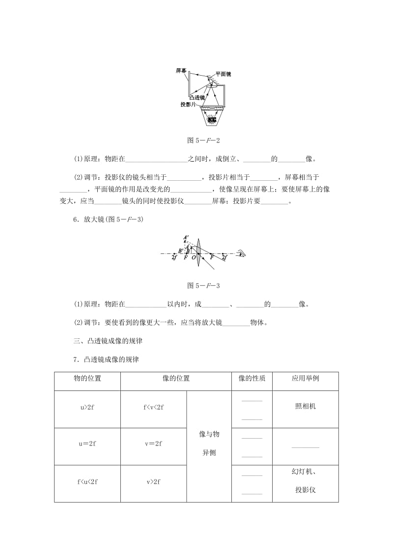 八年级物理上册 第五章 透镜及其应用 分类综合训练（五）知识梳理 （新版）新人教版.doc_第2页