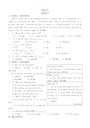 2018-2019學(xué)年七年級英語上冊 Unit 3 Is this your pencil專項訓(xùn)練 （新版）人教新目標版.doc