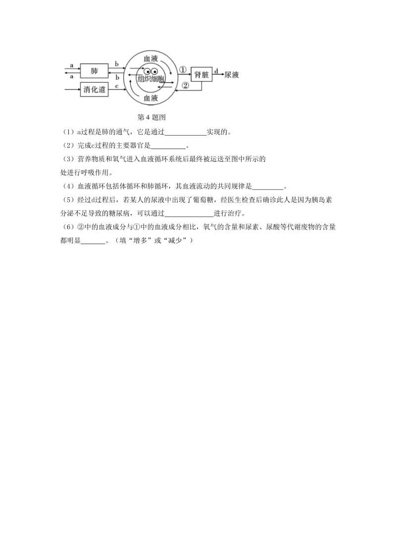 2019中考生物总复习 第二部分 重点题型探究 题型二 识图题 第四类 动物体四大系统的组成与生理活动习题.doc_第3页