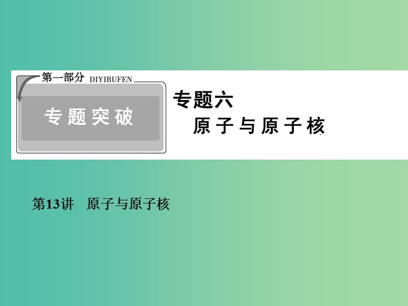 2019高考物理二輪復習 專題六 原子與原子核 1-6-13 原子與原子核課件.ppt_第1頁