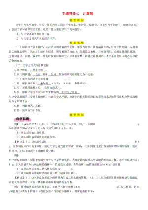 2019屆中考化學復習 第2編 重點專題突破篇 專題突破7 計算題（精講）練習.doc