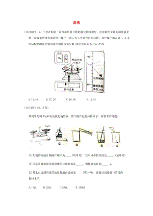 中考化學(xué)真題分類匯編 1 物質(zhì)的構(gòu)成和變化 考點(diǎn)4 溶液 6溶液的配制 3實(shí)驗(yàn)儀器和操作 1實(shí)驗(yàn)操作圖.doc