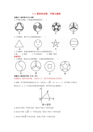 2019屆中考數(shù)學(xué)復(fù)習(xí) 第七章 視圖與變換 7.3 圖形的對(duì)稱、平移與旋轉(zhuǎn)練習(xí).doc