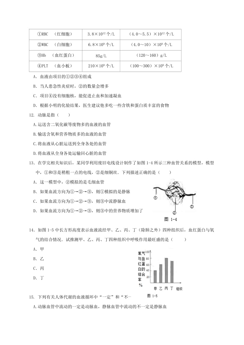 2019版七年级生物下学期期中联考试题 新人教版.doc_第3页