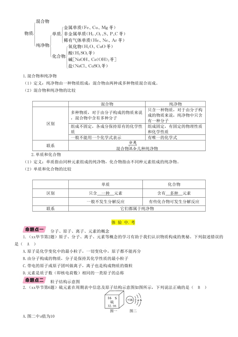 （毕节地区）2019年中考化学总复习 第1编 教材知识梳理篇 第3单元 物质构成的奥秘（精讲）练习.doc_第3页