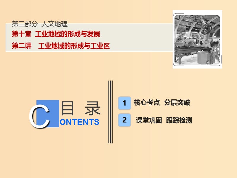 2019版高考地理一輪復習 第2部分 人文地理 第10章 工業(yè)地域的形成與發(fā)展 第二講 工業(yè)地域的形成與工業(yè)區(qū)課件 新人教版.ppt_第1頁