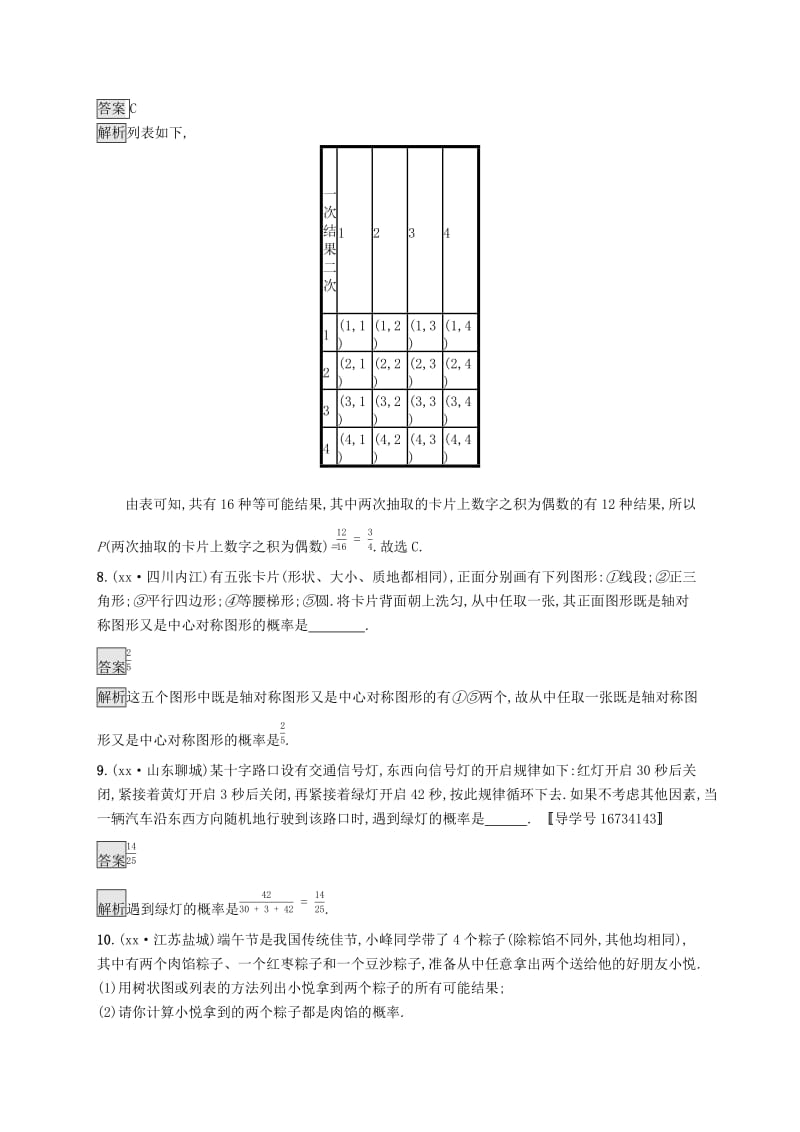 中考数学总复习 第一篇 知识 方法 固基 第八单元 统计与概率 考点强化练28 概率试题.doc_第3页