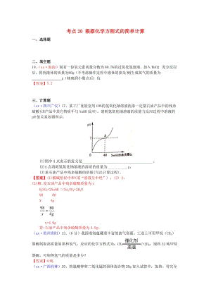 中考化學(xué)真題分類匯編 考點20 根據(jù)化學(xué)方程式的簡單計算.doc