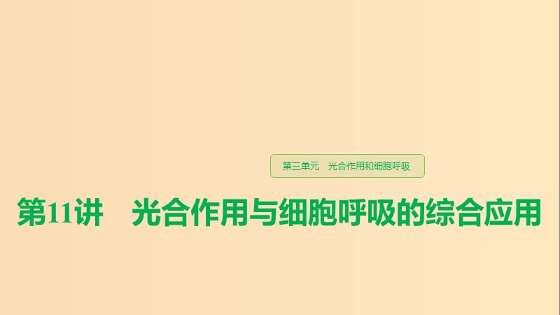 （江蘇專用）2020版高考生物新導(dǎo)學(xué)大一輪復(fù)習(xí) 第三單元 光合作用和細(xì)胞呼吸 第11講 光合作用與細(xì)胞呼吸的綜合應(yīng)用課件 蘇教版.ppt_第1頁