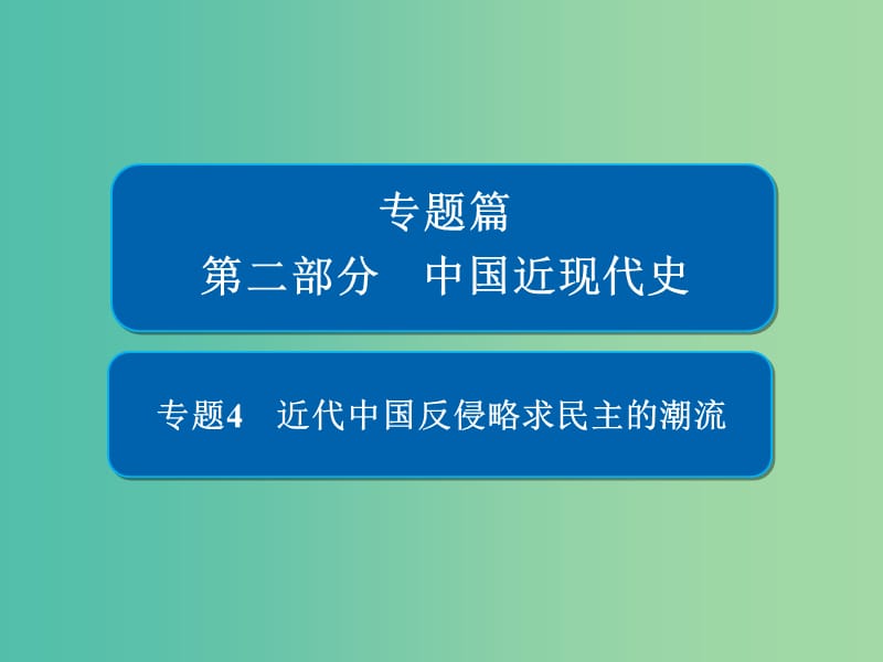 2019版高考?xì)v史二輪復(fù)習(xí) 第二部分 中國近現(xiàn)代史 專題4 近代中國反侵略求民主的潮流課件.ppt_第1頁