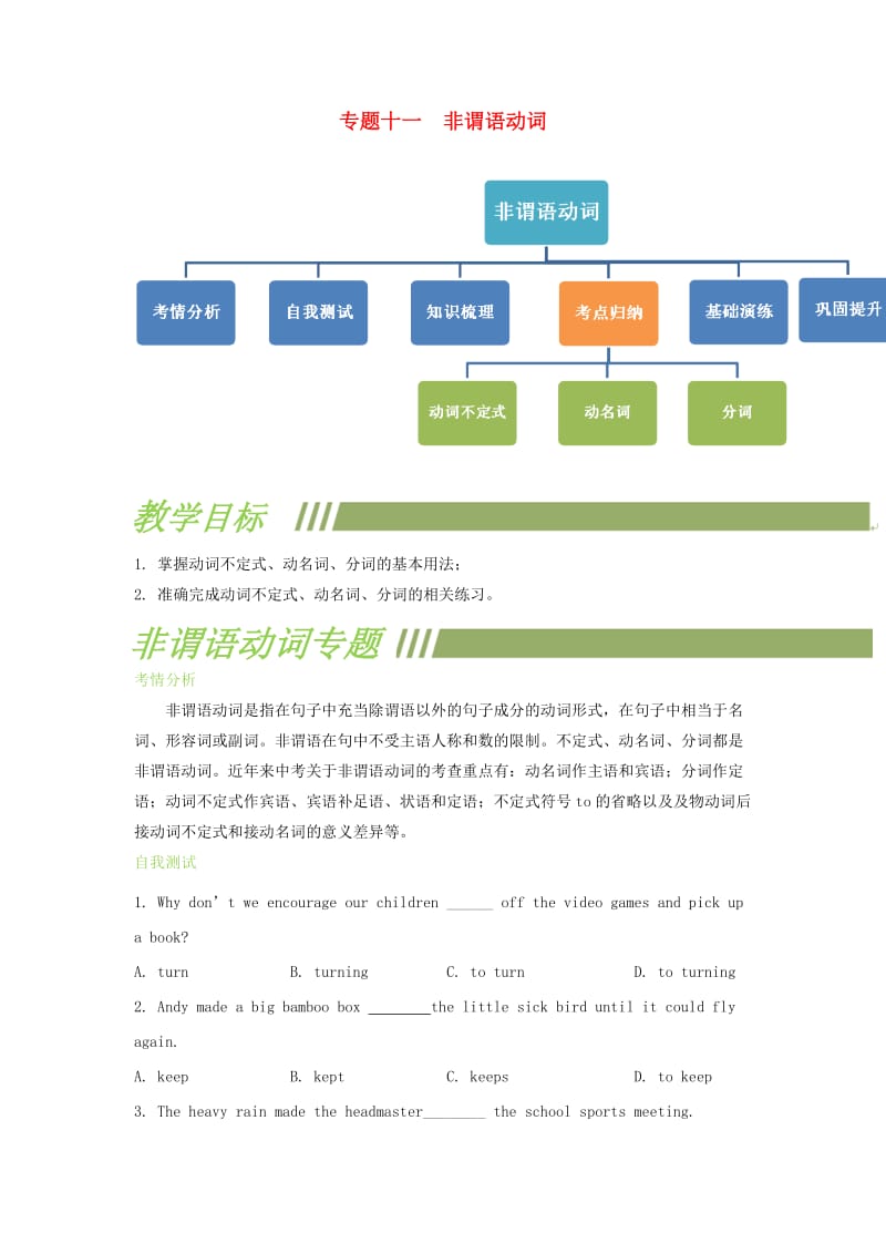 2019届中考英语二轮复习 非谓语动词练习.doc_第1页