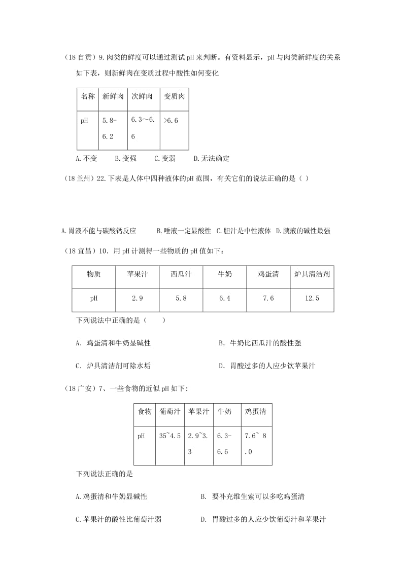 中考化学真题分类汇编 2 我们身边的物质 考点13 溶液的酸碱性和酸碱度 2酸碱性和酸碱度.doc_第2页