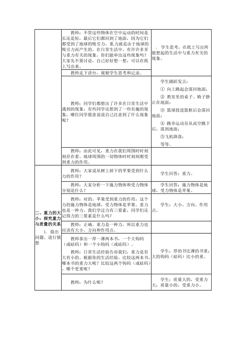 八年级物理下册 第七章 力 7.4 重力教案 教科版.doc_第2页