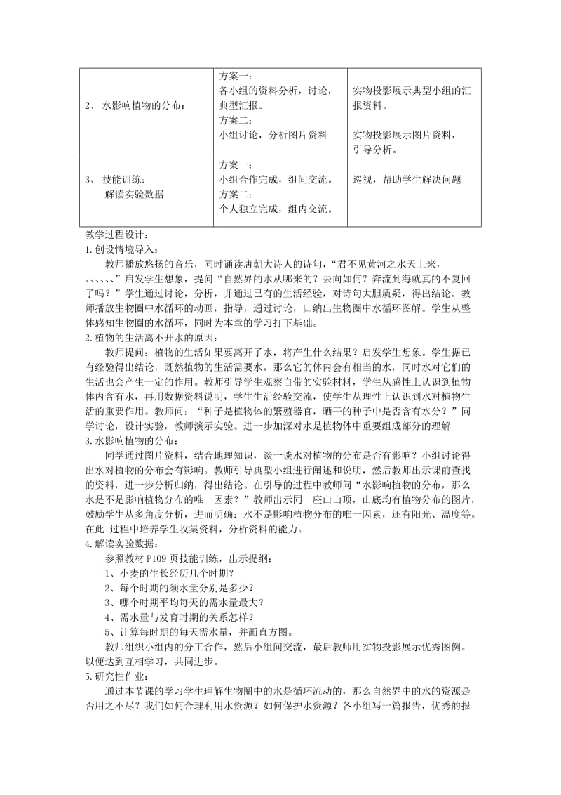 七年级生物上册 3.3.1 绿色植物的生活需要水教案3 （新版）新人教版.doc_第2页