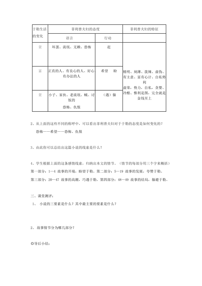 九年级语文上册 第三单元 第11课《我的叔叔于勒》导学案 新人教版.doc_第2页