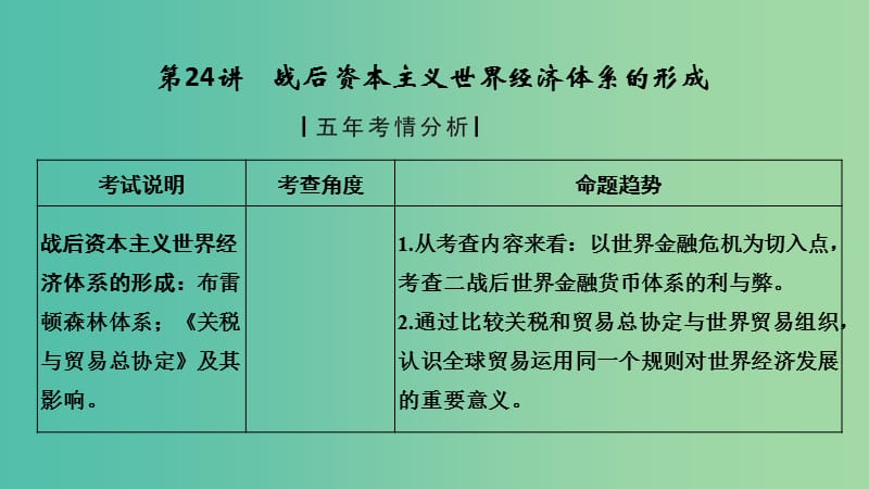 江苏专用2019届高考历史一轮复习第十二单元世界经济的全球化趋势第24讲战后资本主义世界经济体系的形成课件新人教版.ppt_第3页