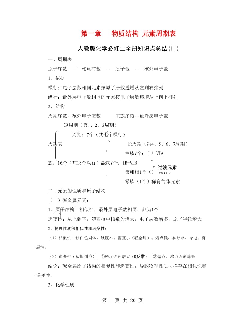 人教版化学必修二全册知识点总结(II).doc_第1页